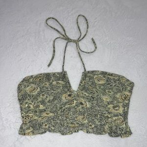 Zara mini green tank top with ruffled bottom Size S